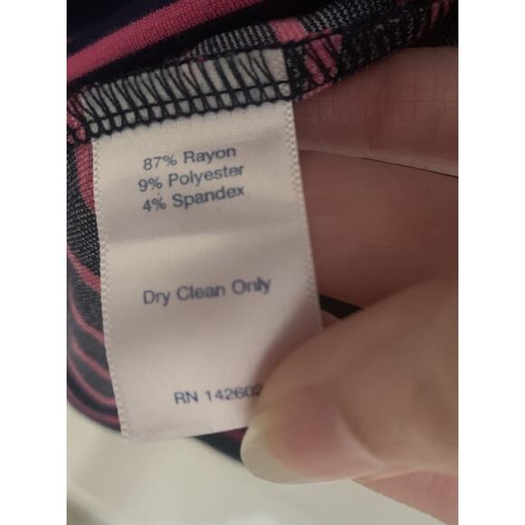 Sail to Sable STS Womens Dress XL Blue Pink Stripe Decorative Buttons On Pockets - Picture 5 of 7